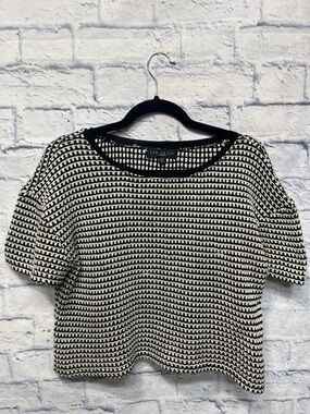 Black and White Knit Cropped Sweater